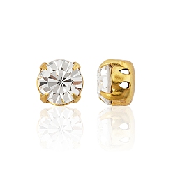 00030 Crystal Preciosa® maxima crystal в пришивной чашке, чешский хрусталь, с настройками латуни, 719 37 080 шатон (круглый), золотые, 00030 кристалл, ss 34 (7.05~7.25 мм)