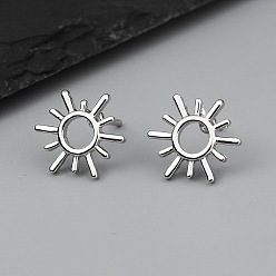 Солнце 304 из нержавеющей стали серьги, платина, солнце, 14x12 мм
