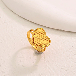 Сердце Латунные регулируемые кольца для женщин, реальный 18 k позолоченный, сердце, 15 мм, внутренний диаметр: регулируемый