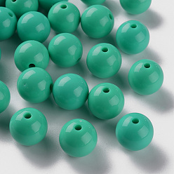 Light Sea Green Opaque Acrylic Beads, Round, Light Sea Green, 16x15mm, Hole: 2.8mm, about 220pcs/500g