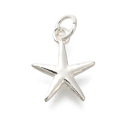 Звезда 925 серебряные шармы, с соединительным кольцом и 925 штампом, серебро , звезда, 13.5x9x1.5 мм, отверстие : 2.5 мм