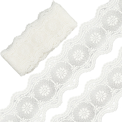 Белый 5 ярдов плоской хлопчатобумажной кружевной ленты, для изготовления ювелирных изделий DIY, украшение свадебной вечеринки на день рождения, белые, 3-3/8 дюйм (85 мм), около 5.00 ярдов (4.57 м) / комплект