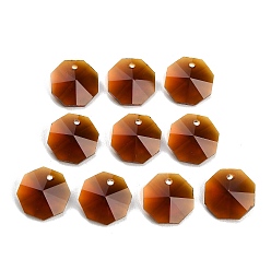 Sienna Glass Chandelier Pendants, Octagon Charm, Faceted, Sienna, 14x14x7.5mm, Hole: 1.4~1.6mm