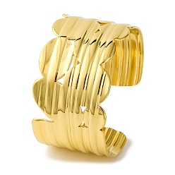 Золотой Ионное покрытие (ip) рифленые широкие 304 браслеты-манжеты из нержавеющей стали для женщин, золотые, внутренний диаметр: 2x2-1/4 дюйм (5.2x5.7 см)
