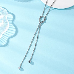 Нержавеющая Сталь Цвет 304 Колье-лариата из нержавеющей стали с коробчатой цепочкой, подвески из круглых бусин из синтетического немагнитного гематита с гальваническим покрытием, цвет нержавеющей стали, 42.13 дюйм (107 см)