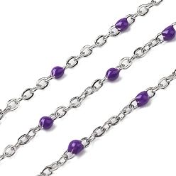 Сланцево-синий 304 цепи эмалированные из нержавеющей стали, несварные, с катушкой, цвет нержавеющей стали, синевато-серый, 2.2x1.7x0.3 мм, около 65.62 футов (20 м) / рулон