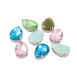 (52) Непрозрачная лаванда Шить на горный хрусталь, k 9 стеклянный страз, настройки латунных зубцов платинового тона, аксессуары для одежды, граненые, слеза, разноцветные, 29x19.5x9.5 мм, отверстие : 1.2 мм