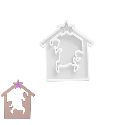 Дом Силиконовые формы, формы для литья смолы, для уф-смолы, изготовление ювелирных изделий из эпоксидной смолы, белые, дом, 161x132x10 мм