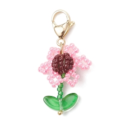 Pink Подвесные украшения из акрила и стекла в виде семян подсолнечника, с цинковым сплавом застежками омаров коготь, розовые, 39 мм