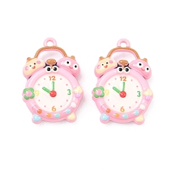 Pink Подвески из сплава краски для выпечки, часы прелести, розовые, 20x14x4.5 мм, отверстие : 1.2 мм