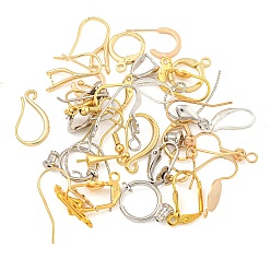 Mixed Color Brass Earring Hooks, Mixed Color, 15~33x7~13x0.5~3mm, Hole: 1.2~2mm