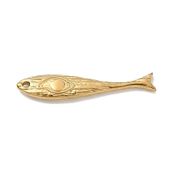 Golden 304 Stainless Steel Pendants, Fish with Eye Charms, Golden, 36.5x7.5x3mm, Hole: 1.6mm