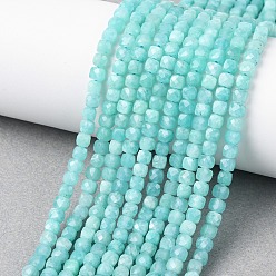 Амазонит Природных амазонит бисер нитей, граненые, кубические, 4x4x4 мм, отверстие : 0.8 мм, около 99 шт / нитка, 15.55'' (39.5 см)