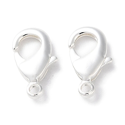 Серебро Стойки обшивки латунь когтя омара застежками, долговечный, без свинца и без кадмия, серебряные, 15x9x3 мм, отверстие : 1.8 мм