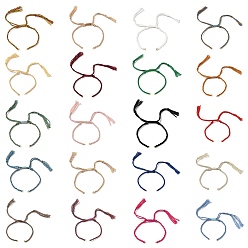 (52) Непрозрачная лаванда Плетеный браслет из хлопкового шнура, с латунными кольцами золотистого оттенка, разноцветные, 6-3/4~10-3/8 дюйм (17~26.5 см)