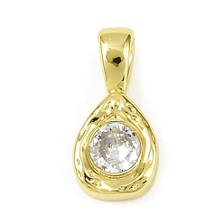 Золотой Подвески из латуни с прозрачным фианитом, без кадмия, без никеля и без свинца, слезинки, долговечный, золотые, 13x6.5x3 мм, отверстие : 3.2x2.4 мм