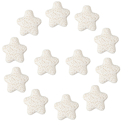 White 24Pcs Star Synthetic Lava Rock Beads, Dyed, White, 25x26x7mm, Hole: 1mm