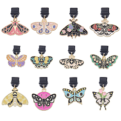 (52) Непрозрачная лаванда 12шт пластиковые мобильные пылезащитные заглушки, с подвесками из эмали и сплава , бабочка, разноцветные, 24~36 мм, 12 шт / комплект