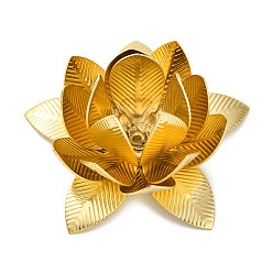 Настоящее золото 18K Стойки обшивки латунь крышки шарика, без свинца и без кадмия, долговечный, цветок, реальный 18 k позолоченный, 27.5x29x13.5 мм, отверстие : 0.8 мм