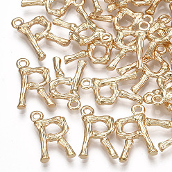Letter R Латунные подвески, буквы, реальный 18 k позолоченный, буква r, 16x10~11x2 мм, отверстие : 1.5 мм