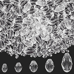 Прозрачный Граненые круглые стеклянные бусины, слеза, прозрачные, 5~15x3~10 мм, отверстие : 0.5~1.6 мм