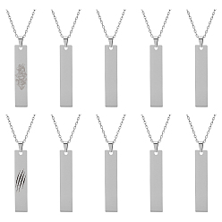 Нержавеющая Сталь Цвет 10 шт. 304 прямоугольные кулоны из нержавеющей стали, цвет нержавеющей стали, 17.91 дюйм (45.5 см)