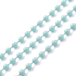Light Blue Spray Painted Brass Ball Chains, with Spool, Soldered, Round, Light Blue, 2.5mm, 32.8 Feet(10m)/roll
