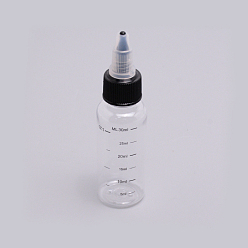 Clear Transparent Plastic Bottle, with Twist Cap and Graduated Measurement, for Liquids, Inks, Oils, Arts and Crafts, Clear, 105.5mm, Capacity: 30ml