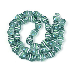 Кадет Синий Нити из прозрачного стекла и эмали, бусины ручной работы, рыба, кадетский синий, 14.5x10~10.5x6~7.5 мм, отверстие : 0.6~0.9 мм, около 35 шт / нитка, 24.41~25'' (62~63.5 см)