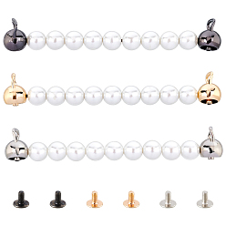 Mixed Color Zinc Alloy Bag Handles, with Imitation Pearl, for Bag Straps Replacement Accessories, with Screws, Cadmium Free & Lead Free, Mixed Color, 152.5x23.5x16.5mm, Hole: 7.5x5.5 & 2.5mm, Screw: 6.5x5.5mm, 3 colors, 2sets/color, 6sets/bag