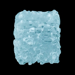 Light Blue Luminous Resin Cabochons, Cube Candy, Glow in Dark, Light Blue, 13x13x11.5mm