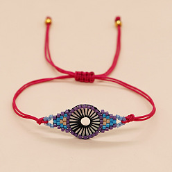 Красный Браслеты из стеклянных бус в богемном стиле, плетеные браслеты из бисера для женщин, глаз, красные
