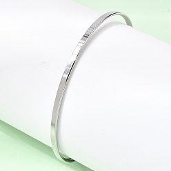 Нержавеющая Сталь Цвет 304 из нержавеющей стали манжеты браслеты, простые браслеты для женщин, без кадмия и без свинца и без никеля, цвет нержавеющей стали, внутренний диаметр: 2-1/8 дюйм(5.45см)xвнутренний диаметр: 2-5/8 дюйм(6.65см), шириной 3 мм 