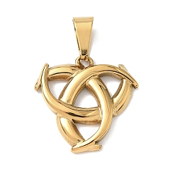 Настоящее золото 18K 304 подвески из нержавеющей стали, трикетра, ручная полировка, ионное покрытие (ip), реальный 18 k позолоченный, 23.5x24x3 мм, отверстие : 4x9.5 мм