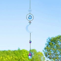 Луна Металлические подвесные ловцы солнца, Стеклянная кисточка для домашнего и садового подвесного украшения, луна, 470x40 мм