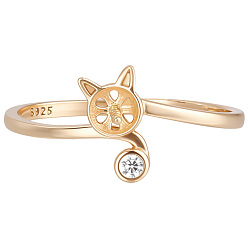 Настоящее золото 18K 1PC cat 925 Оправа для открытого кольца-манжеты из стерлингового серебра с микропаве из кубического циркония, за половину пробурено бисера, с замшевой тканью из поликарбоната квадратной серебряной полировальной салфеткой, реальный 1 k позолоченный, размер США 18 5 (1/2 мм), штифт: 16.1 дюйм (0.032 мм), лоток: 0.8 mm в диаметре, cat: 4.5 мм.