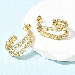 Золотой 201 двухслойные серьги-гвоздики из нержавеющей стали, с 304 штифтов из нержавеющей стали, вакуумное покрытие pvd, золотые, 25x16.5x11 мм