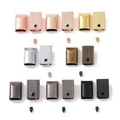 Couleur Mélangete 64pcs 8 couleurs embouts de cordon en alliage de zinc, embout avec vis en fer, couleur mixte, 17x11x6.5mm, Trou: 2mm, diamètre intérieur: 4x9 mm, 8 pcs / couleur