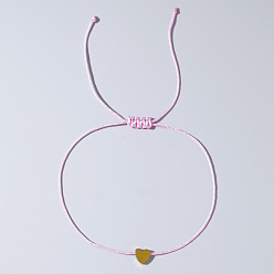 Pink Сердечки синтетические немагнитные гематитовые бусины плетеные браслеты из бусин для пары, розовые, внутренний диаметр: 11 дюйм (28 см)