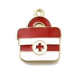 Белый Подвески из сплава с эмалью медицинской тематики, талисман для аптечки, золотые, белые, 22x18x2.5 мм, отверстие : 1.8 мм