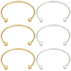 (52) Непрозрачная лаванда 6шт 2 цвета латунь манжета браслет изготовление, браслеты-торсионы со съемными шариками, разноцветные, внутренний диаметр: 2-3/8 дюйм (5.9 см), 3 шт / цвет