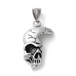 Античное Серебро 304 подвески из нержавеющей стали, очарование черепа, античное серебро, 38x24x8 мм, отверстие : 9x5 мм