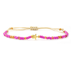 Камелия Регулируемые браслеты из стеклянного бисера, латунь звезда шарм браслеты для женщин, камелия, 11.02 дюйм (28 см)