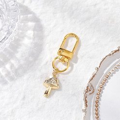 Золотой Подвесные украшения из латуни с микропаве из кубических цирконий в форме гриба, с поворотными застежками сплава, золотые, 54 мм