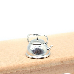 Платина Кукольный домик миниатюрный чайник из сплава старинный чайник для горячей воды, чайник мебель кухонная модель аксессуары, платина, 27x13x22 мм