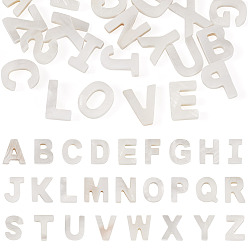 Letter A~Z 26шт. 26 стили подвесок в виде букв из натуральных пресноводных ракушек, для изготовления ювелирных изделий, кремово-белые, Письмо ~ Z, 9.5~10.5x5.5~9.5x2.5 мм, отверстие : 0.8 мм, 1 шт / стиль