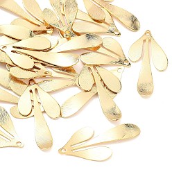 Настоящее золото 18K Латунные подвески, лист прелести, без никеля , реальный 18 k позолоченный, 36x17.5x1 мм, отверстие : 1.6 мм