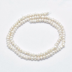 Beige Natural Cultured Freshwater Pearl Beads Strands, Potato, Beige, 3~4mm, Hole: 0.8mm, about 93pcs/strand, 13.98 inch(35.5cm)