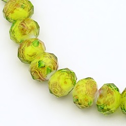 Желтый Ручной работы золотые песочные бусины ручной работы, граненые, желтые, 10x7 мм, отверстие : 2 мм, около 50 шт / нитка, 13.77 дюйм