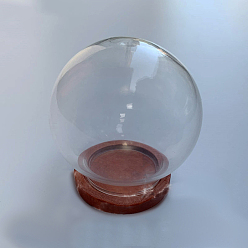 (123L) Белый крем непрозрачный блеск Стеклянный купол, декоративная витрина, Террариум в форме колокольчика на деревянном основании, огнеупорный кирпич, 4 см